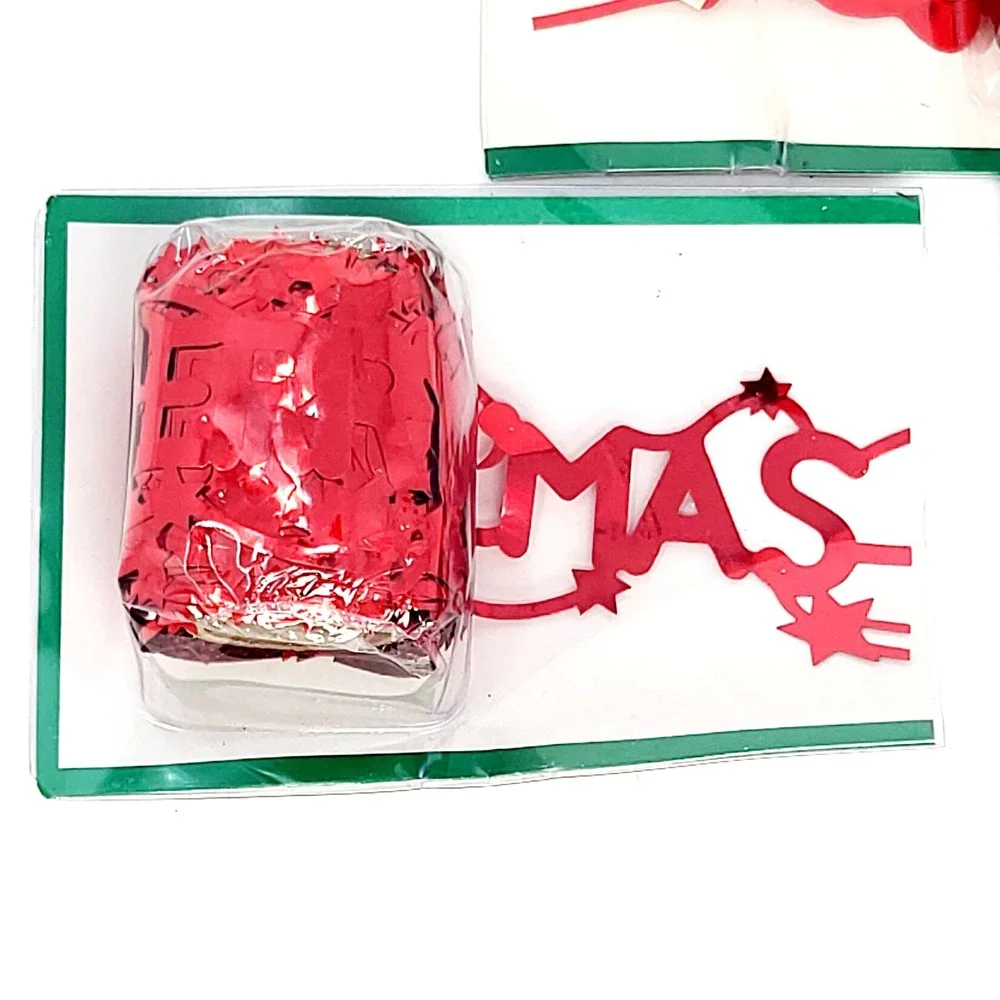 Lot of 3 VTG NOS Die-Cut Foil Christmas Garland Red Angels Music Merry Christmas